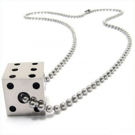 Cool Man Solid Dice Pure Titanium Necklace Pendant-New- 10523