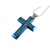 Man Blue Cross Pure Titanium necklace Gift -New-