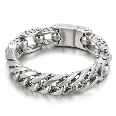  Fashion Round beads chic style men's titanium bracelet