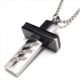 Man High Quality Cross Gemstone Titanium Steel Necklace