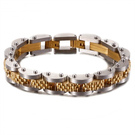  titanium bicycle chain men's bracelet with strap