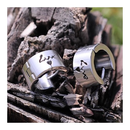 Mens Titanium earrings with love