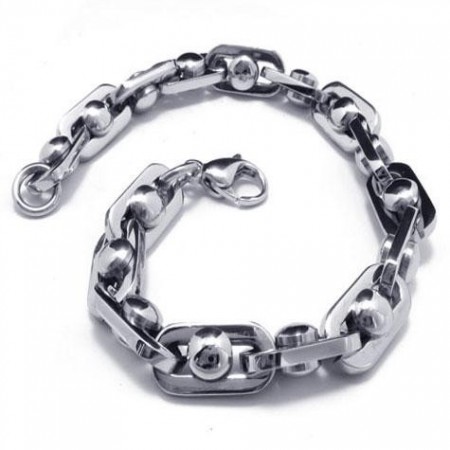 Men's Boy's Charm Silver Pure Titanium Chain Bracelet 07799