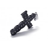 Mens Black Pure Titanium Pendant Cross Necklace Chain