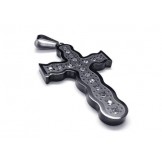 Mens Black Pure Titanium Pendant Cross Necklace Chain