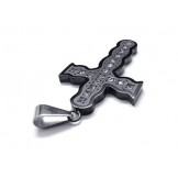 Mens Black Pure Titanium Pendant Cross Necklace Chain