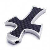 Men Black Silver Pure Titanium Cross Pendant Necklace