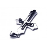 Men Black Silver Pure Titanium Cross Necklace Pendant