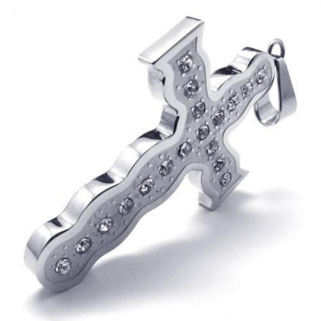 Men's Silver Pure Titanium Cross Pendant Necklace (New)