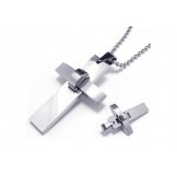 Mens Boys Silver Pure Titanium Cross Pendant Necklace