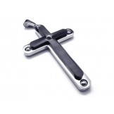 Mens Black Pure Titanium Cross Pendant Necklace Chain
