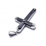 Mens Black Pure Titanium Cross Pendant Necklace Chain