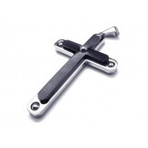 Mens Black Pure Titanium Cross Pendant Necklace Chain