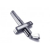 Mens Silver Pure Titanium Necklace Cross Pendant (New)