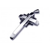 Men Black Silver Pure Titanium Cross Necklace Pendant