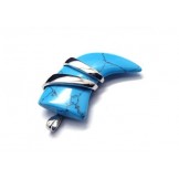 Mens Pure Titanium Turquoise Spear Pendant Necklace