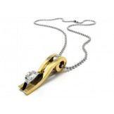 Men's Golden Pure Titanium Pendant Necklace Chain (New)