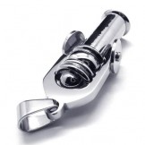 Mens Silver Pure Titanium Cannon Pendant Necklace (New)