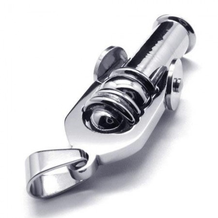 Mens Silver Pure Titanium Cannon Pendant Necklace (New)