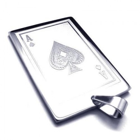 Mens Pure Titanium Playing Cards Pendant Necklace 20073