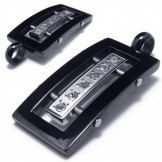 Men Silver Black Pure Titanium Pendant Necklace Chain