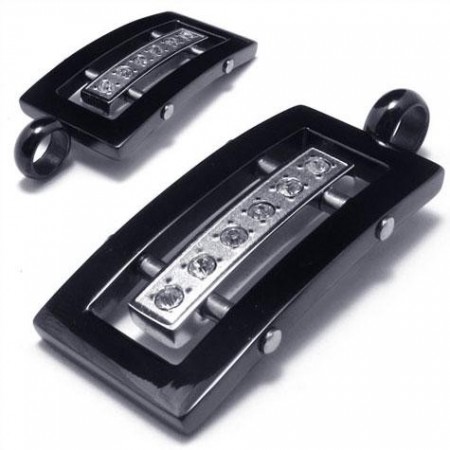 Men Silver Black Pure Titanium Pendant Necklace Chain