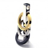 Mens Pure Titanium Three Ring Pendant Necklace @17299