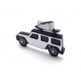 Mens Black Silver Pure Titanium Jeep Pendant Necklace