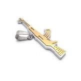 Mens Golden Pure Titanium AK47 Rifle Pendant Necklace