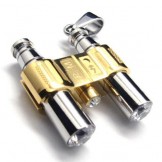 Golden Silver Pure Titanium Binocle Pendant Necklace