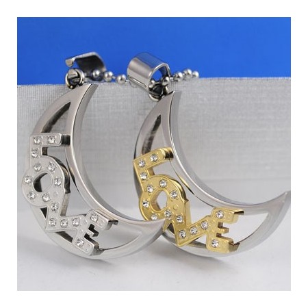 LOVE the moon Sweetheart Lovers Titanium Necklaces Pendants