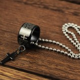 Mens Black Titanium Cross necklaces