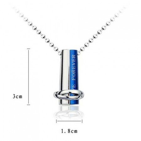 Love Forever Blue and silver two part titanium pendant necklace