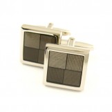 Titanium and Brown Square Funky Cufflinks