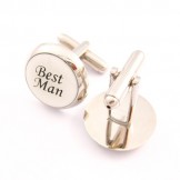Best Man Titanium and Black IP Plated Round Cufflinks C-757