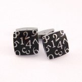 Titanium and Black IP Plated Number Square Cufflinks C-839