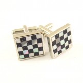 Titanium Black and White Pane Shell Cufflinks C-559