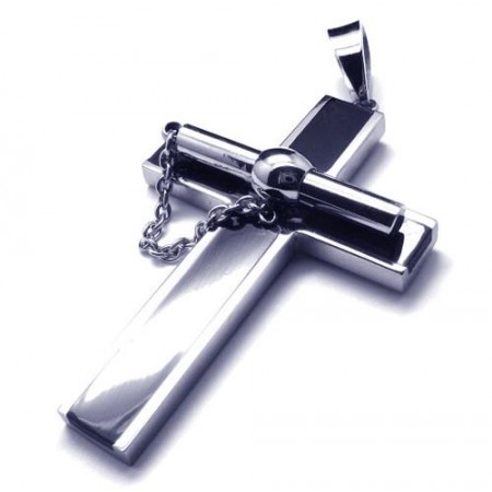 New Style Extractable Titanium Cross Pendant - Free Chian