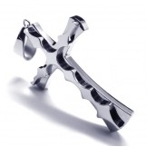 Fashion Corrugation Titanium Cross Pendant - Free Chian