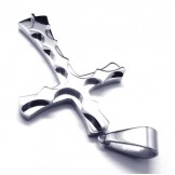 Fashion Corrugation Titanium Cross Pendant - Free Chian