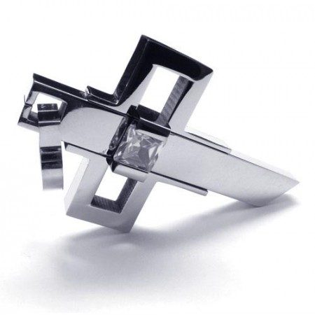 Now Style Mens Titanium Cross Pendant - Free Chian