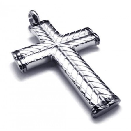 Cross Grain Mens Titanium Pendant - Free Chian