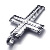 Cross Grain Mens Titanium Pendant - Free Chian