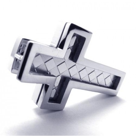Fashion Mens Titanium Cross Pendant - Free Chian