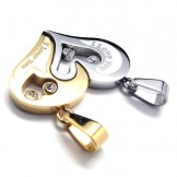 "I Love You" Heart Couple Titanium Pendants - Free Chian