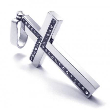 Fashion Mens Cross Titanium Pendant - Free Chian