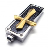 Fashion Mens Titanium Cross Pendant - Free Chian