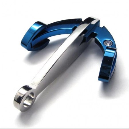 Fashion Blue Anchor Titanium Pendant - Free Chian 18282