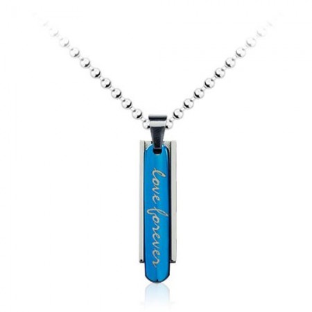 Fashion Mens Blue Titanium Pendant - Free Chain - Free Chain