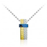 Delicate Mens Blue And White Removable Titanium Pendant - Free Chain